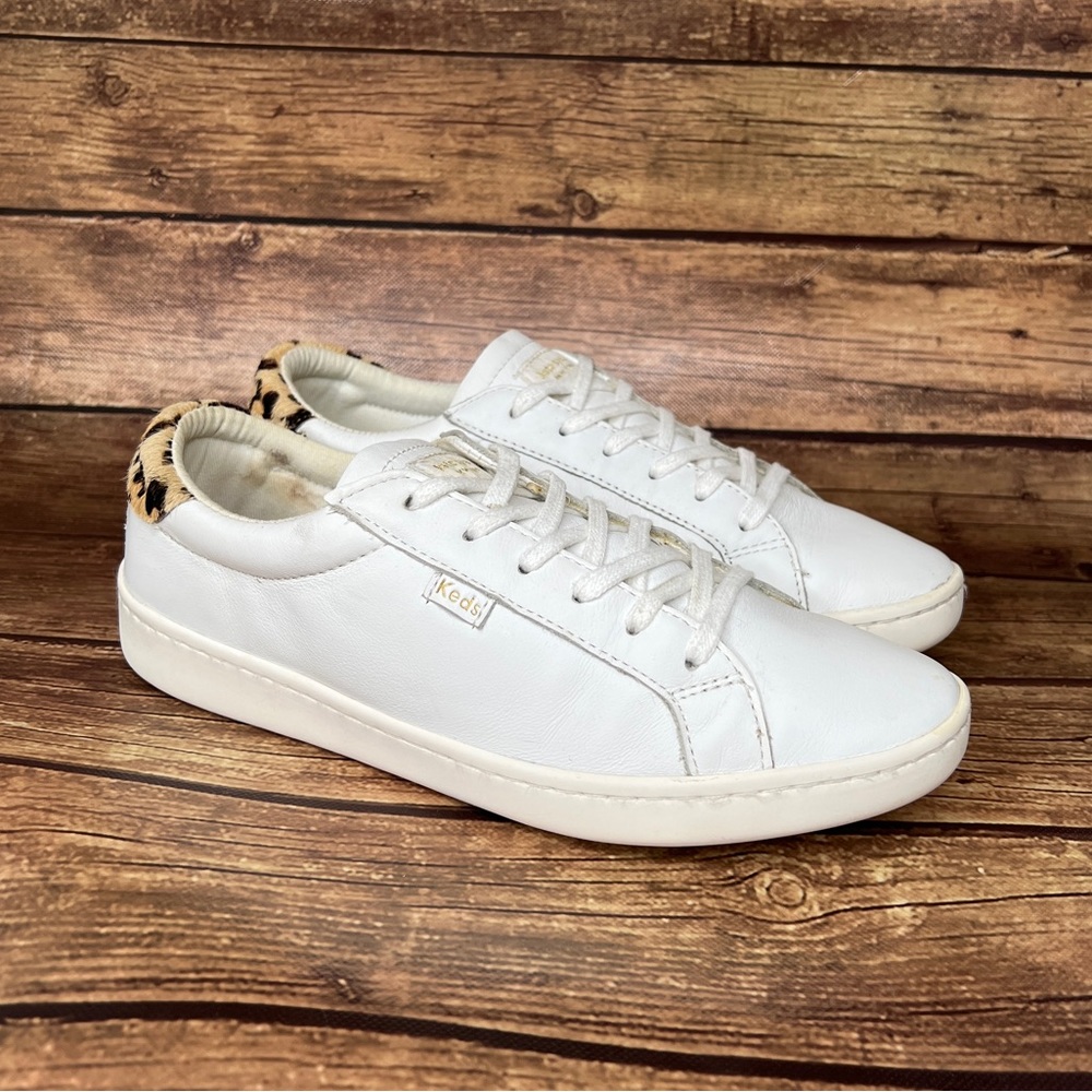 Keds X Kate Spade New York Ace Leather & Leopard Sneakers, Size 8.5